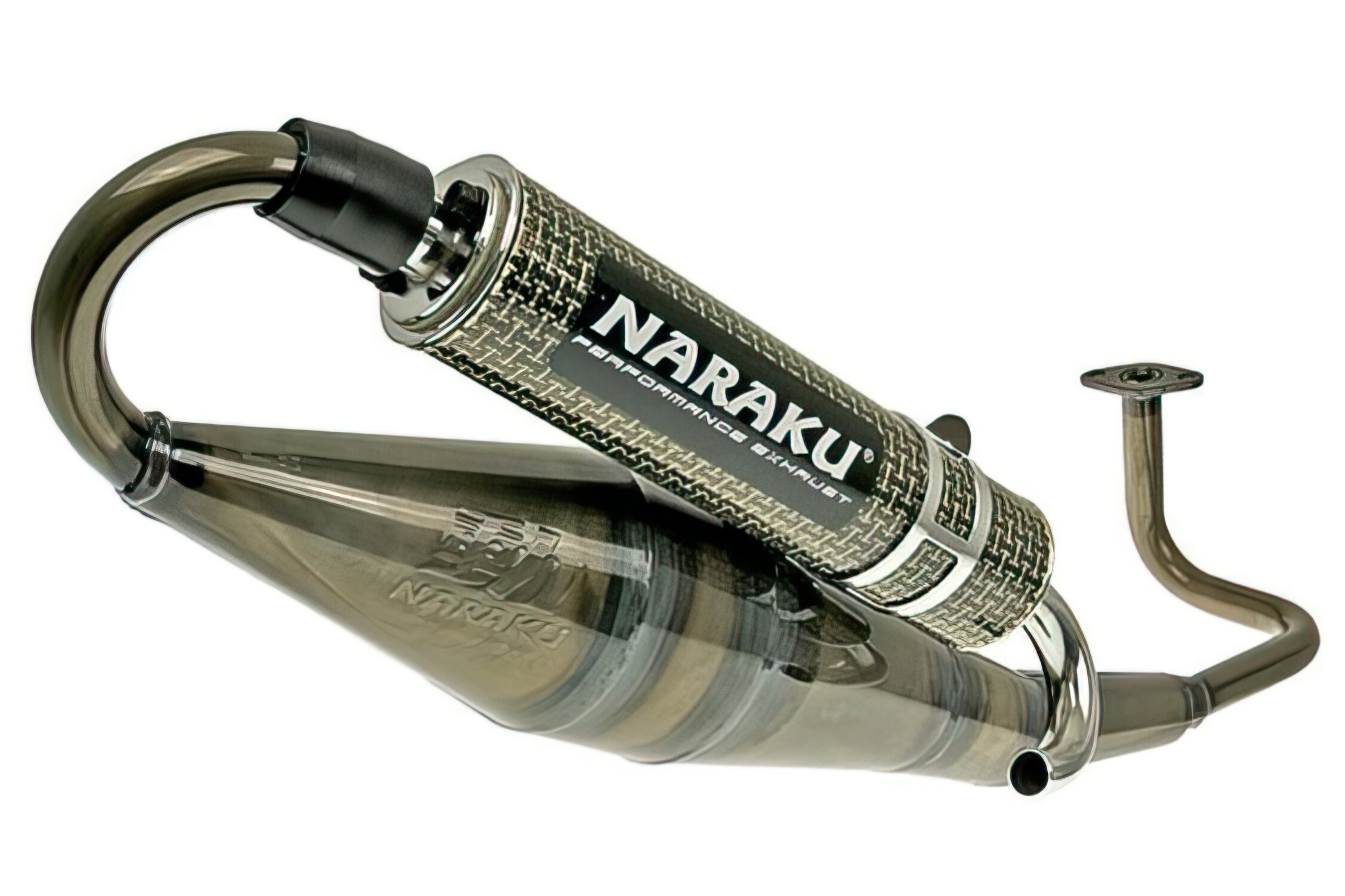 Auspuff Naraku Crossover, GY6, klar lackiert, Aramid ESD E-Prüfzeichen